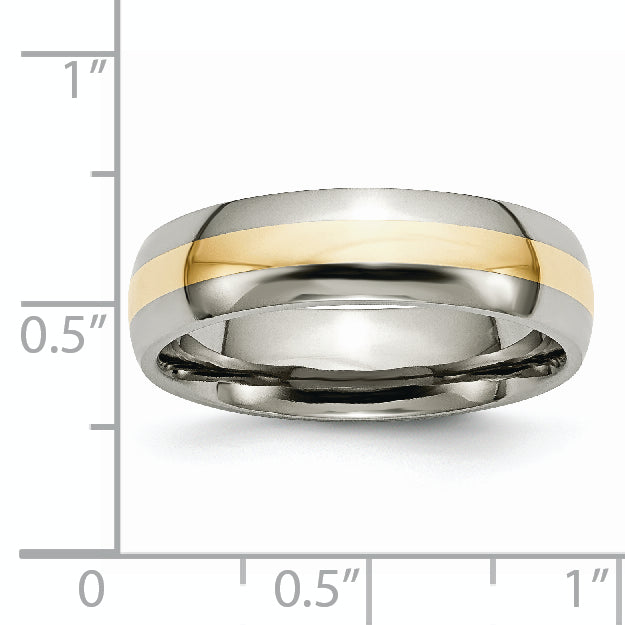 Titanium Polished with 14k Gold Inlay 6mm Band