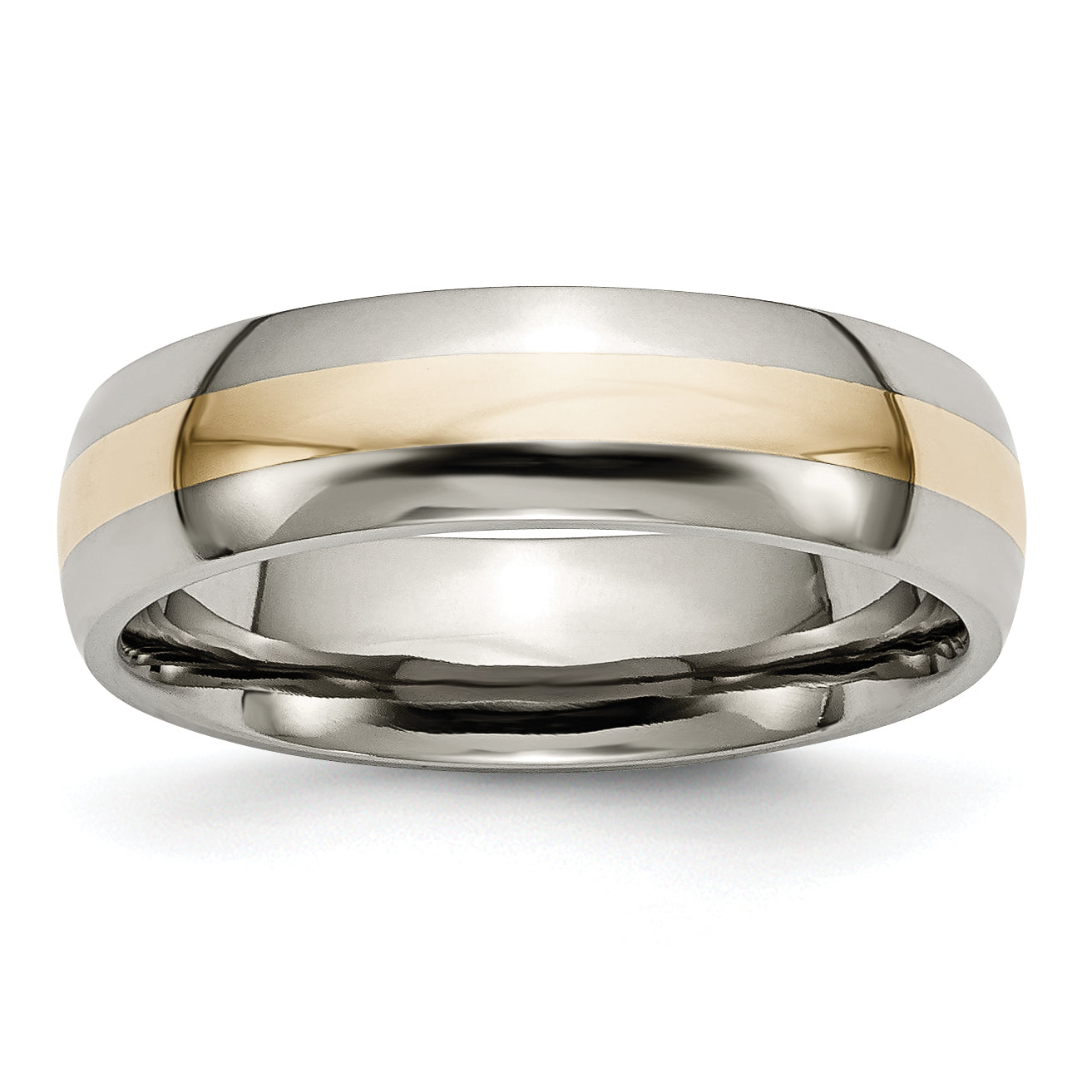 Titanium Polished with 14k Gold Inlay 6mm Band