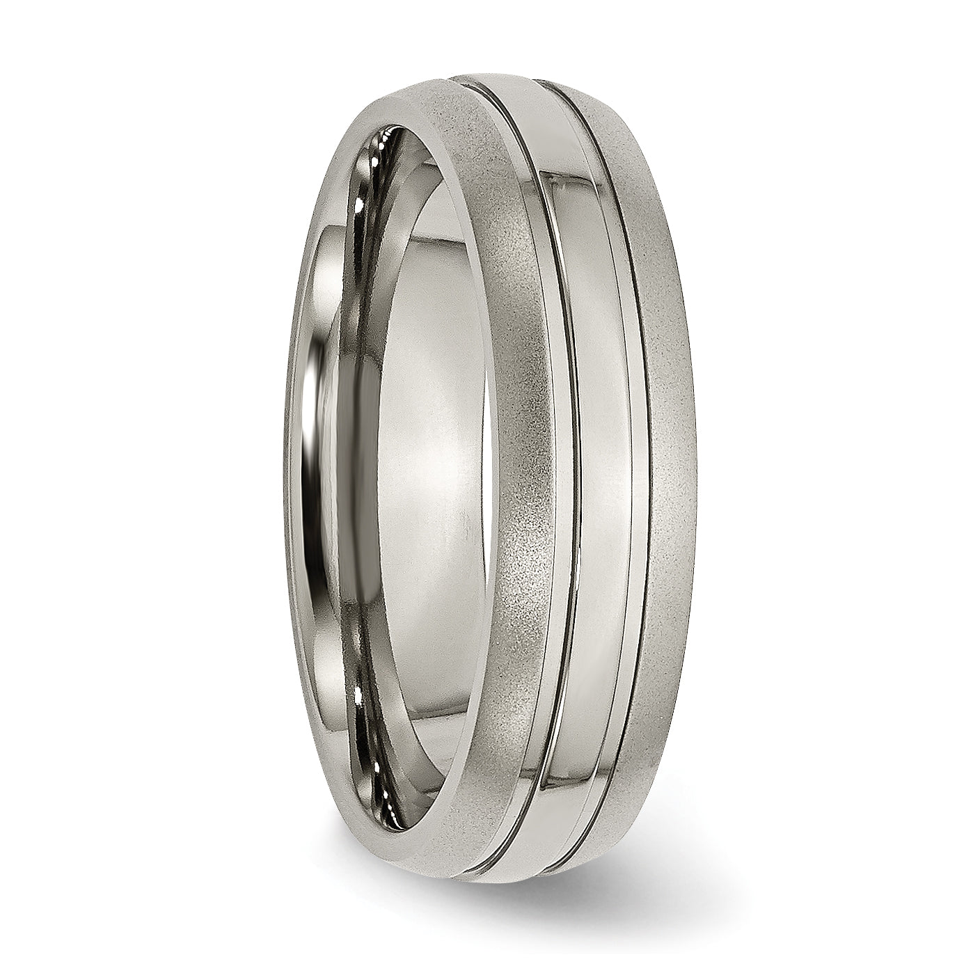 Titanium Grooved Unisex Wedding Band with Polished Brushed Finish