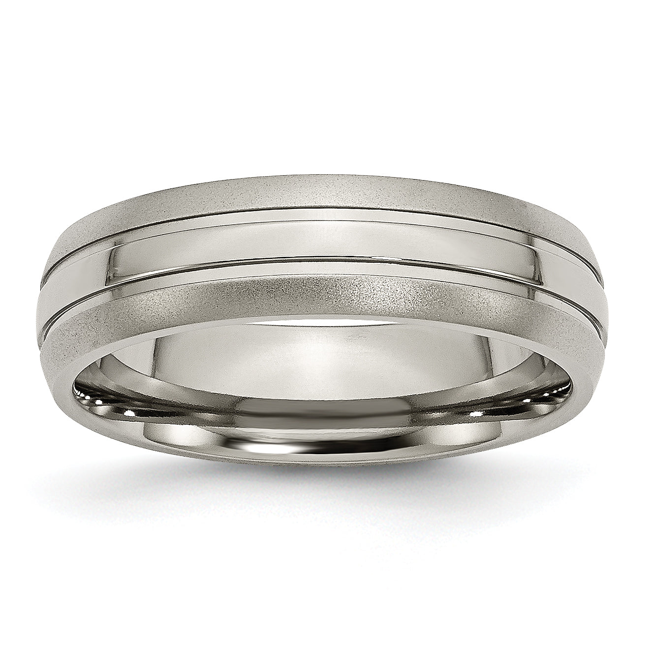 Titanium Brushed and Polished 6mm Grooved Band