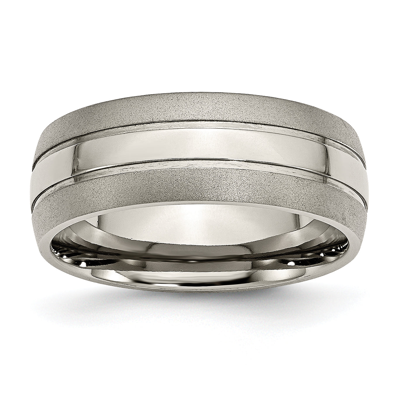 Titanium Brushed and Polished 8mm Grooved Band