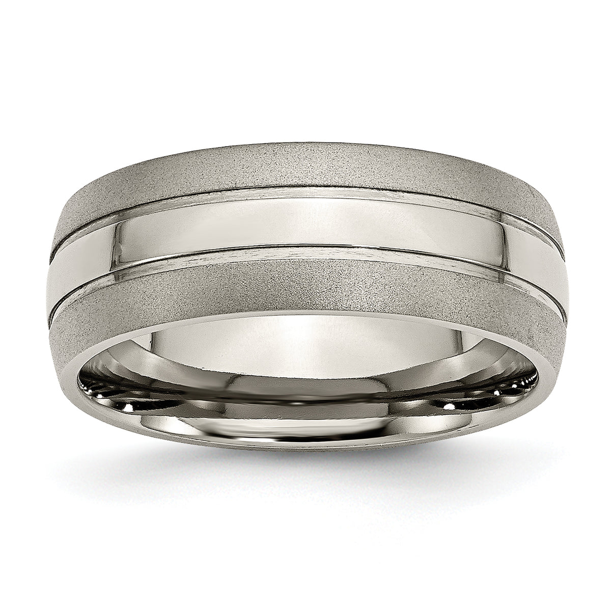 Titanium Brushed and Polished 8mm Grooved Band