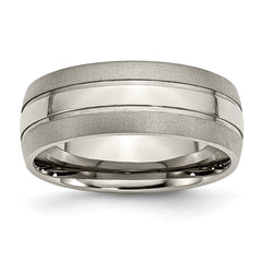 Titanium Brushed and Polished 8mm Grooved Band