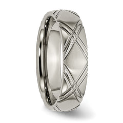 Sophia Jewelers Unisex Titanium Crisscross Wedding Band Engravable 6mm Polished