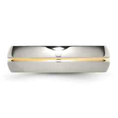 Sophia Jewelers Titanium Wedding Band with Gold Tone Grooved Elegance