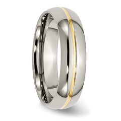 Sophia Jewelers Titanium Wedding Band with Gold Tone Grooved Elegance