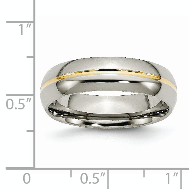 Sophia Jewelers Titanium Wedding Band with Gold Tone Grooved Elegance