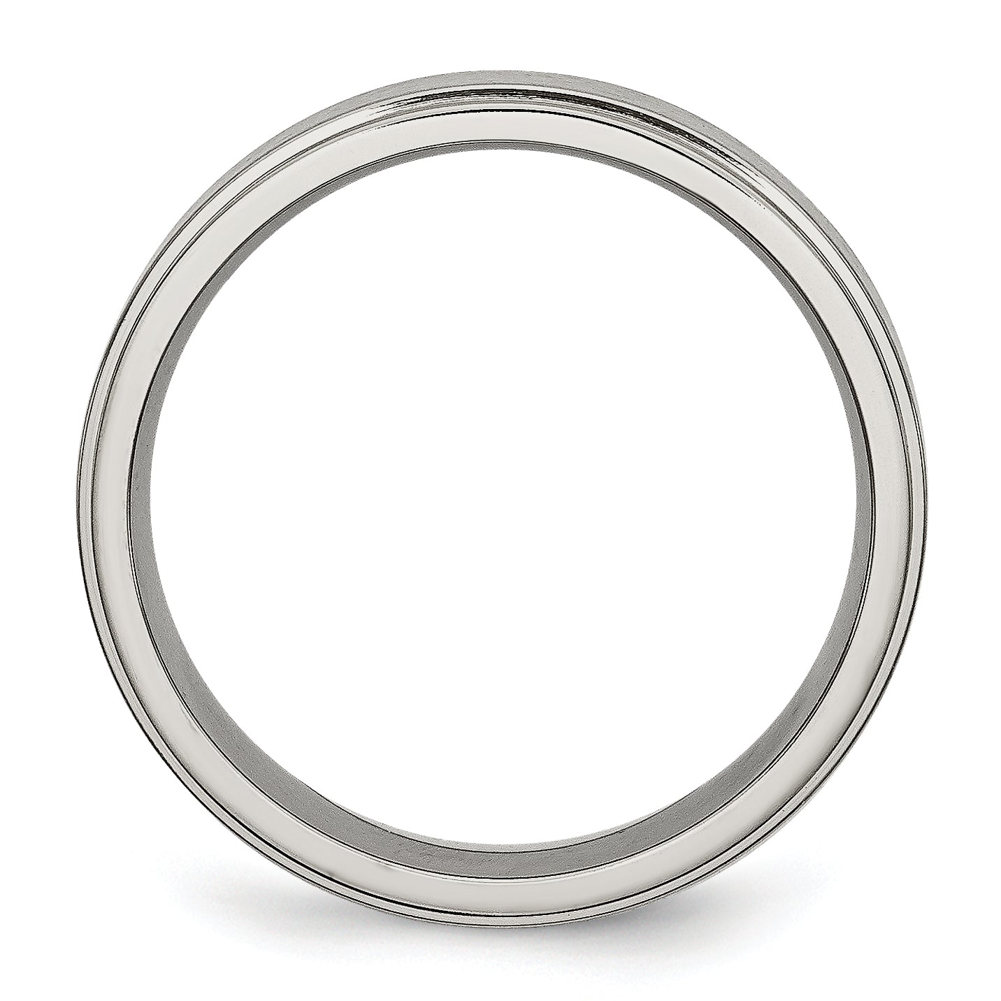 Titanium Brushed Center 6mm Ridged Edge Band