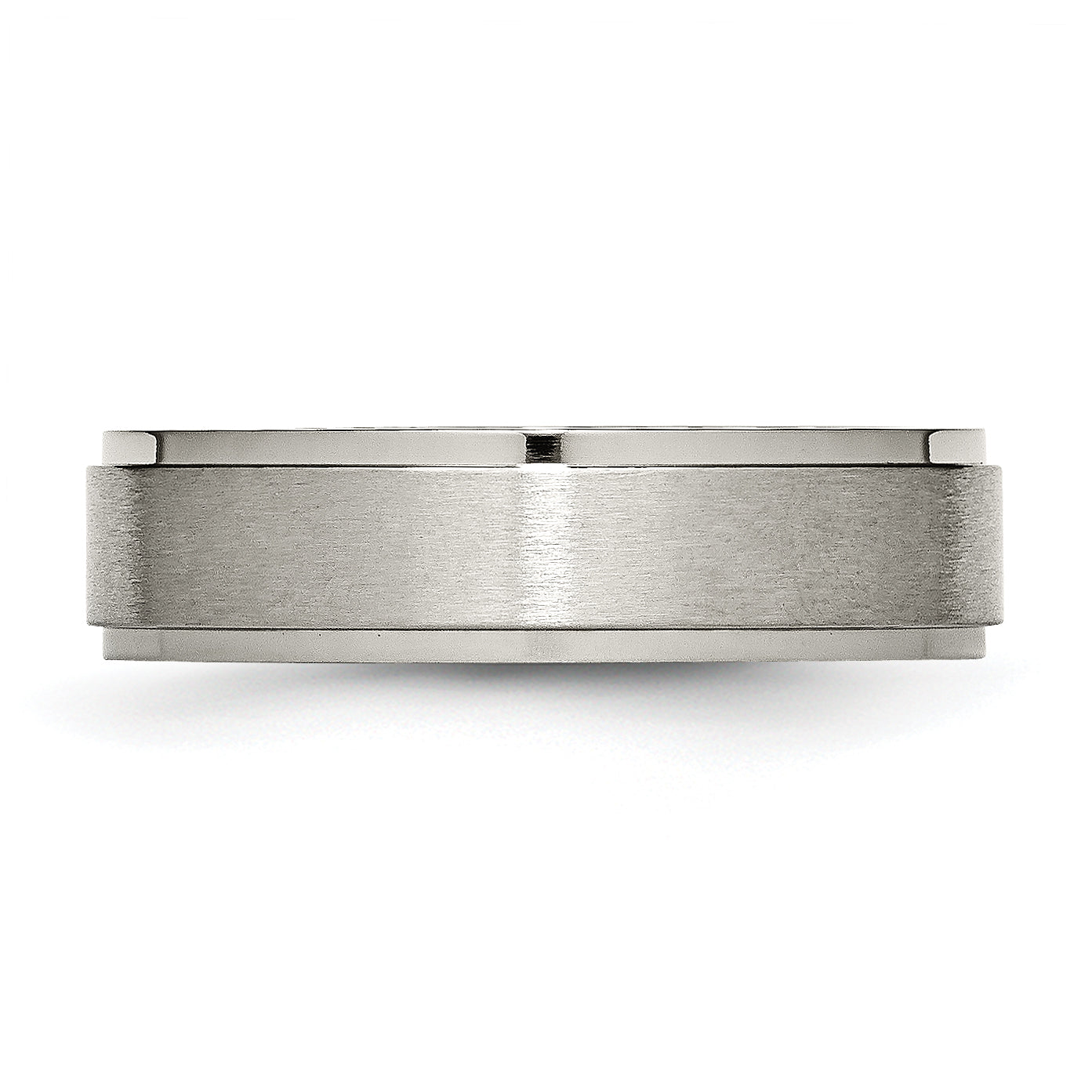 Titanium Brushed Center 6mm Ridged Edge Band