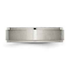 Titanium Brushed Center 6mm Ridged Edge Band