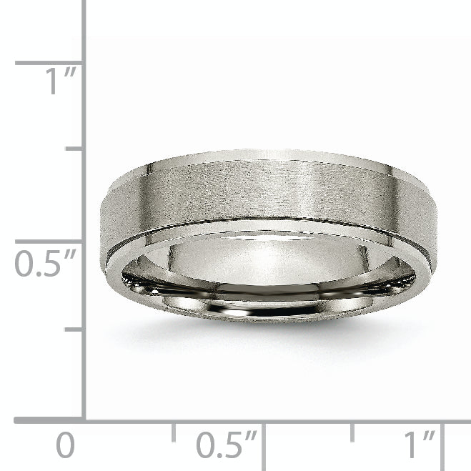 Sophia Jewelers Titanium Wedding Band with Brushed Center Engravable 6mm Unisex