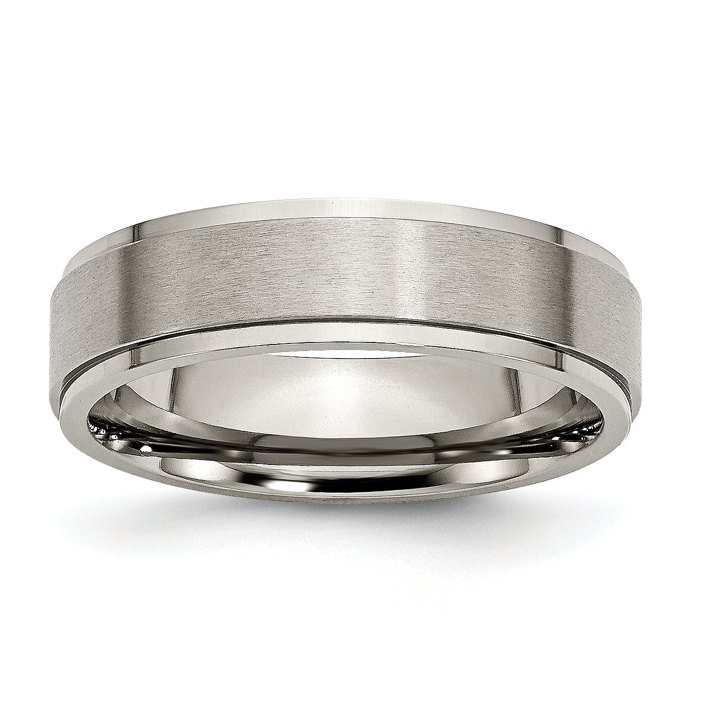 Titanium Brushed Center 6mm Ridged Edge Band