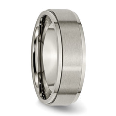 Titanium Brushed Center 7mm Ridged Edge Band