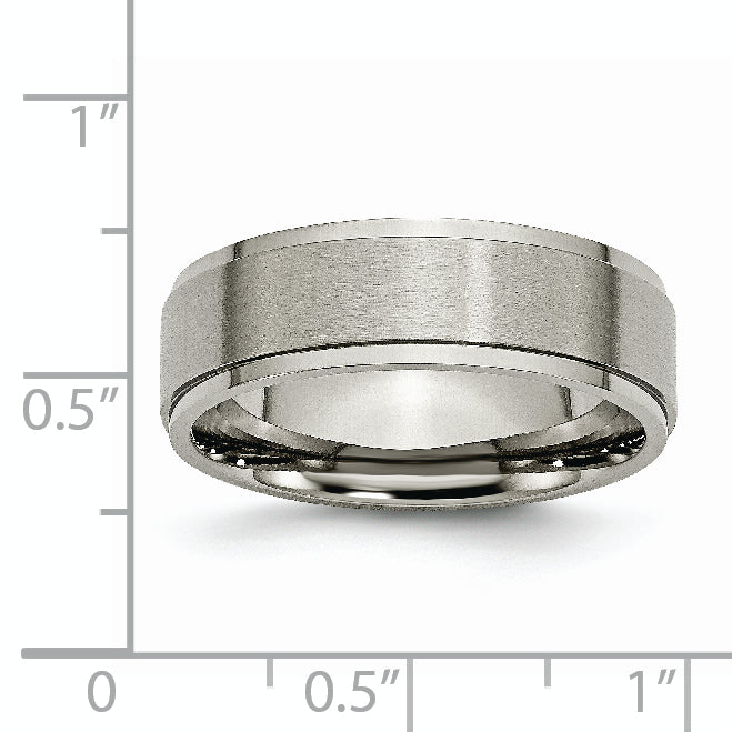 Titanium Brushed Center 7mm Ridged Edge Band