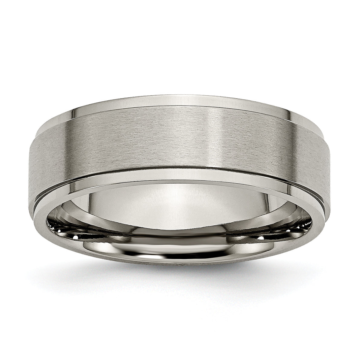 Titanium Brushed Center 7mm Ridged Edge Band