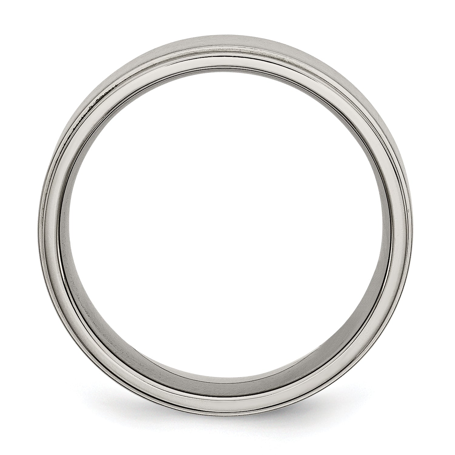 Titanium Brushed Center 8mm Ridged Edge Band