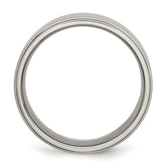 Titanium Brushed Center 8mm Ridged Edge Band