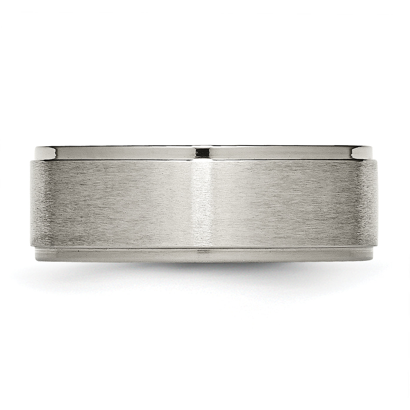 Titanium Brushed Center 8mm Ridged Edge Band