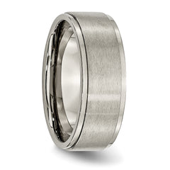 Titanium Brushed Center 8mm Ridged Edge Band