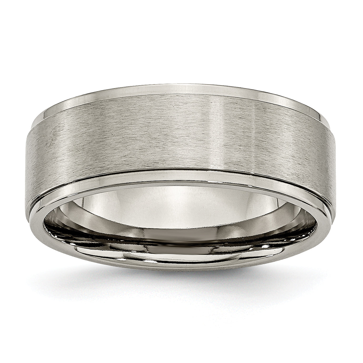 Titanium Brushed Center 8mm Ridged Edge Band