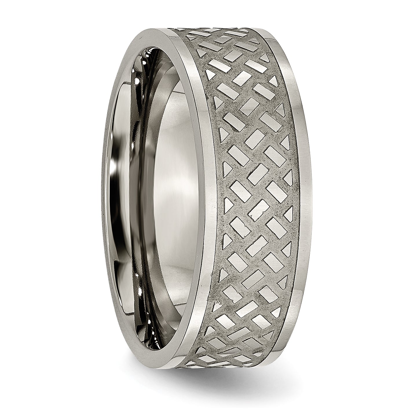 Titanium 8mm Polished Weave Design Unisex Wedding Band