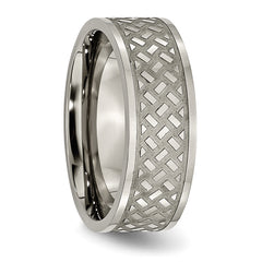 Titanium 8mm Polished Weave Design Unisex Wedding Band