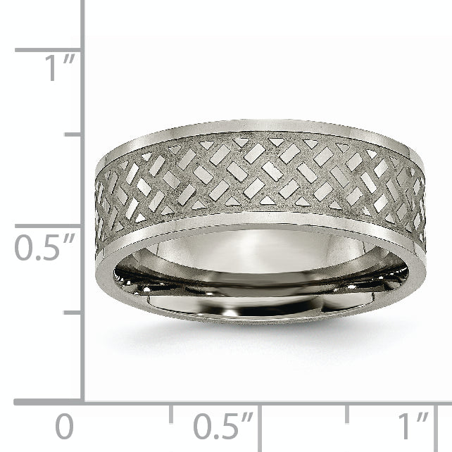 Titanium 8mm Polished Weave Design Unisex Wedding Band