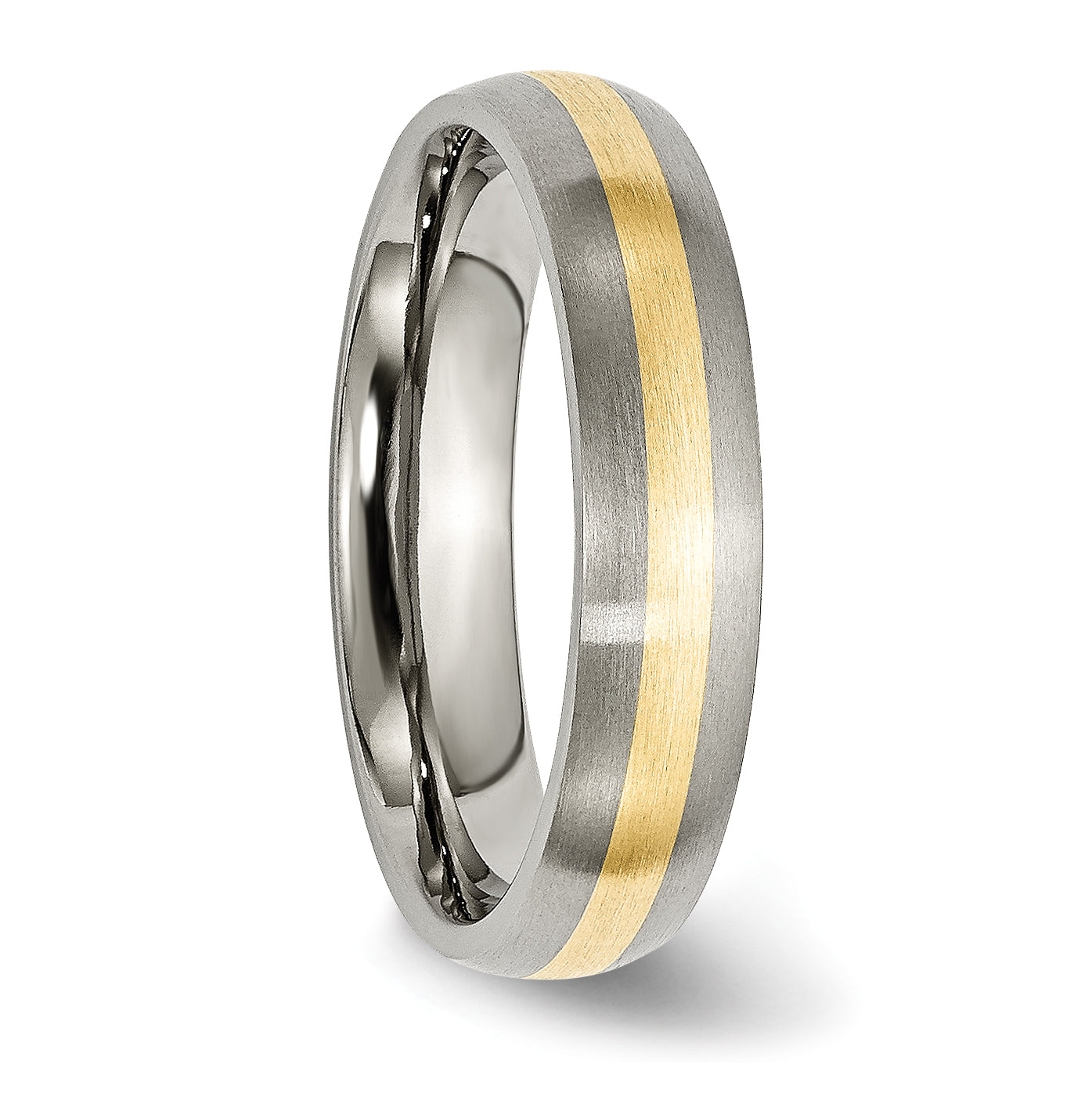 Titanium Brushed with 14k Gold Inlay 5mm Band