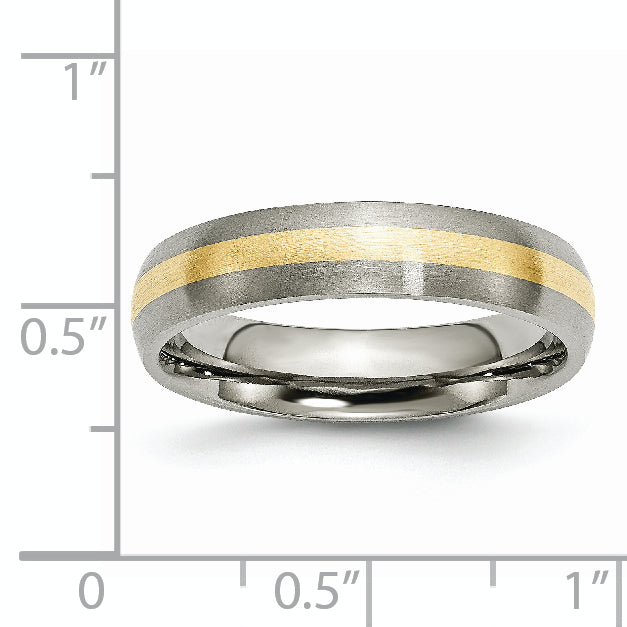 Titanium Brushed with 14k Gold Inlay 5mm Band