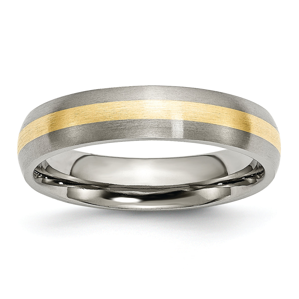 Titanium Brushed with 14k Gold Inlay 5mm Band