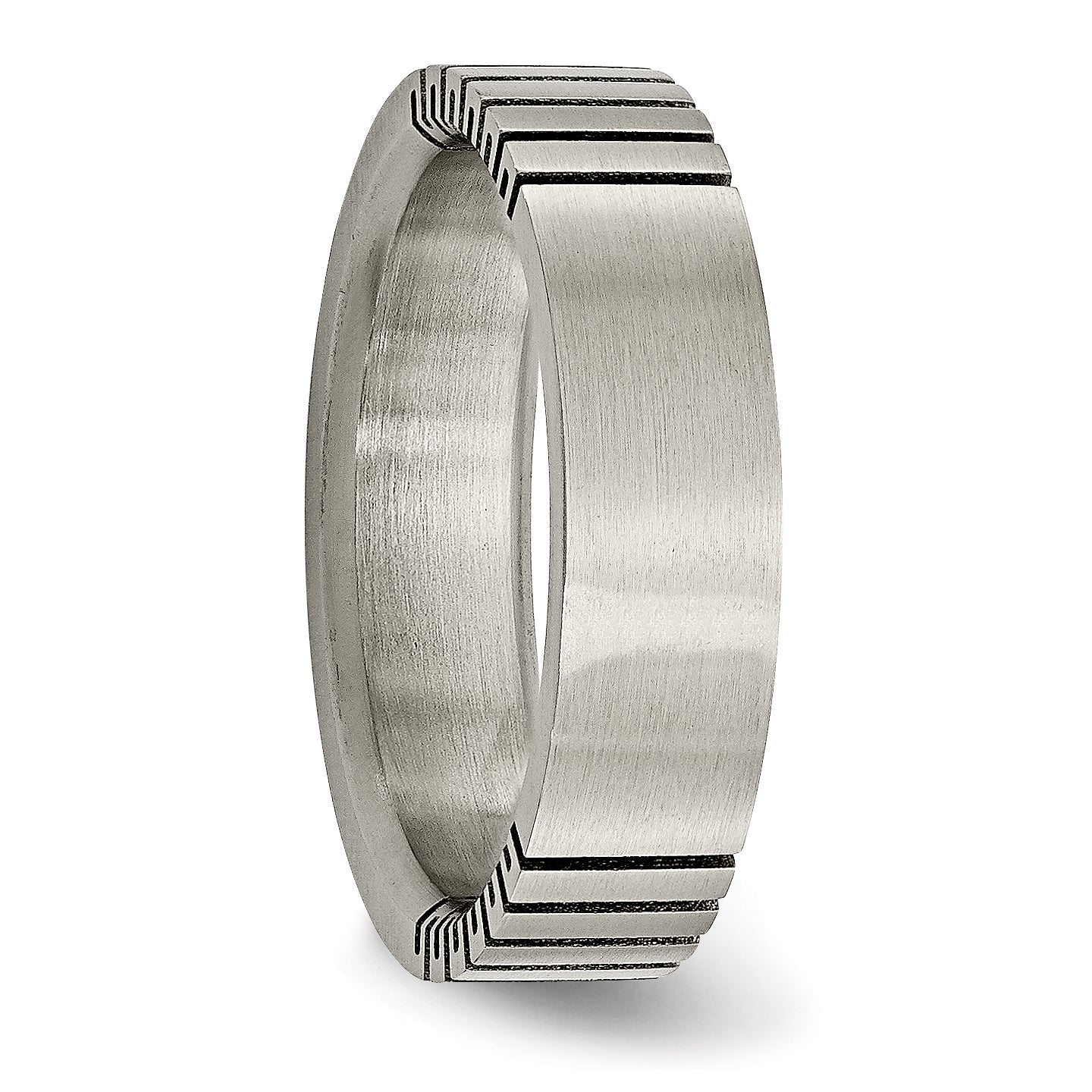 Titanium Unisex Brushed Flat Wedding Band 6mm Engravable by Sophia Jewelers