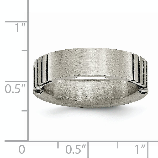 Titanium Unisex Brushed Flat Wedding Band 6mm Engravable by Sophia Jewelers