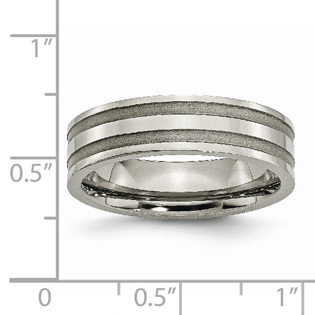 Sophia Jewelers Titanium Wedding Band with Polished Grooved Unisex Design