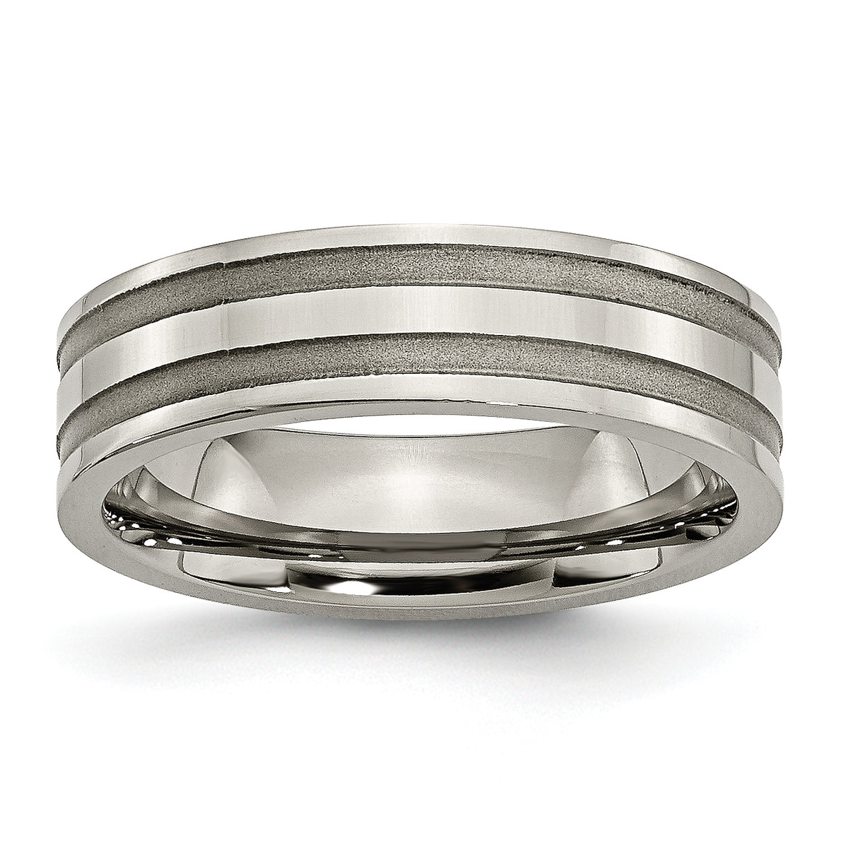 Titanium Brushed and Polished 6mm Grooved Band