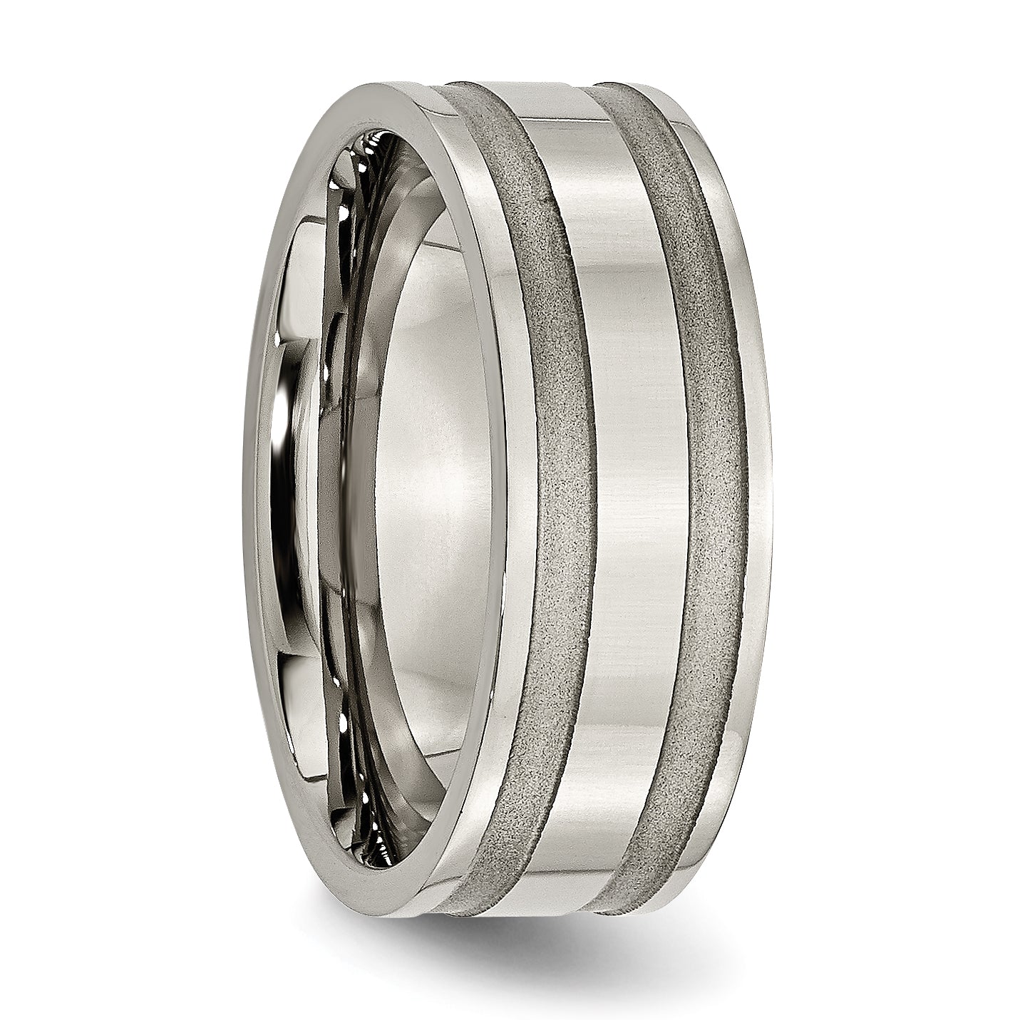 Sophia Jewelers Unisex Titanium Wedding Band with Grooved Finish