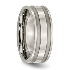 Sophia Jewelers Unisex Titanium Wedding Band with Grooved Finish