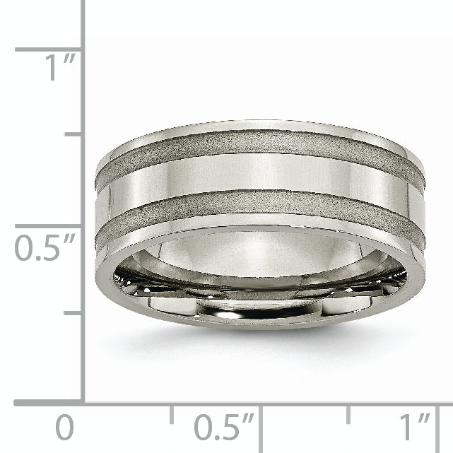 Sophia Jewelers Unisex Titanium Wedding Band with Grooved Finish