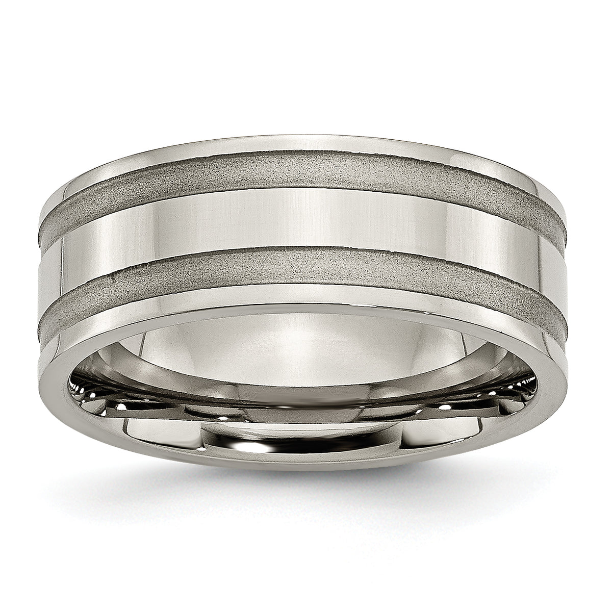 Titanium Brushed and Polished 8mm Grooved Band