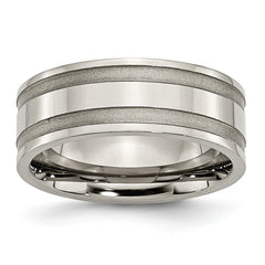 Titanium Brushed and Polished 8mm Grooved Band