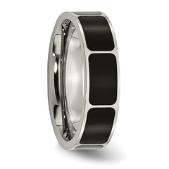 Sophia Jewelers Titanium Black Enamel 6mm Flat Unisex Wedding Band