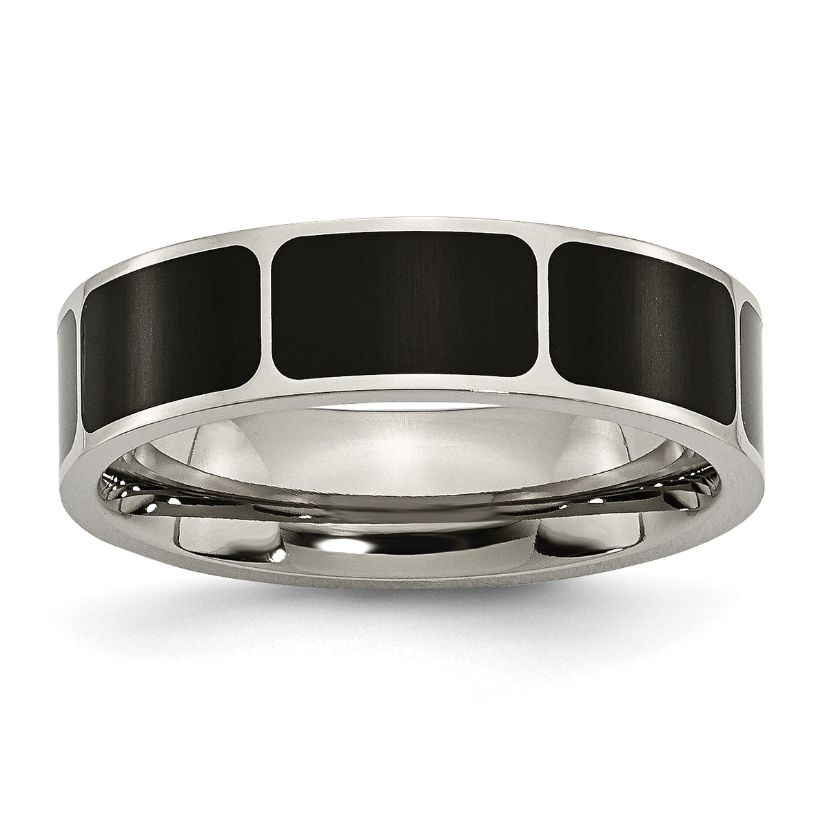 Titanium Polished Black Enamel 6mm Flat Band