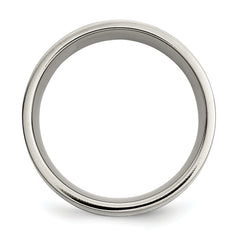 Titanium Polished WithSterling Silver Inlay 8mm Flat Band