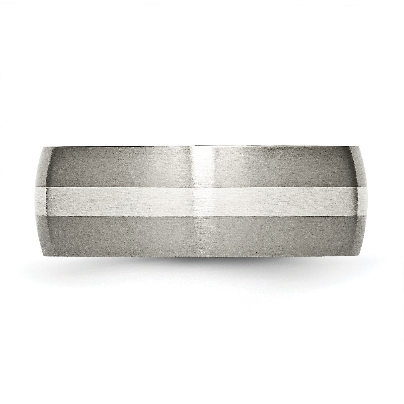 Titanium Brushed with Sterling Silver Inlay 8mm Band