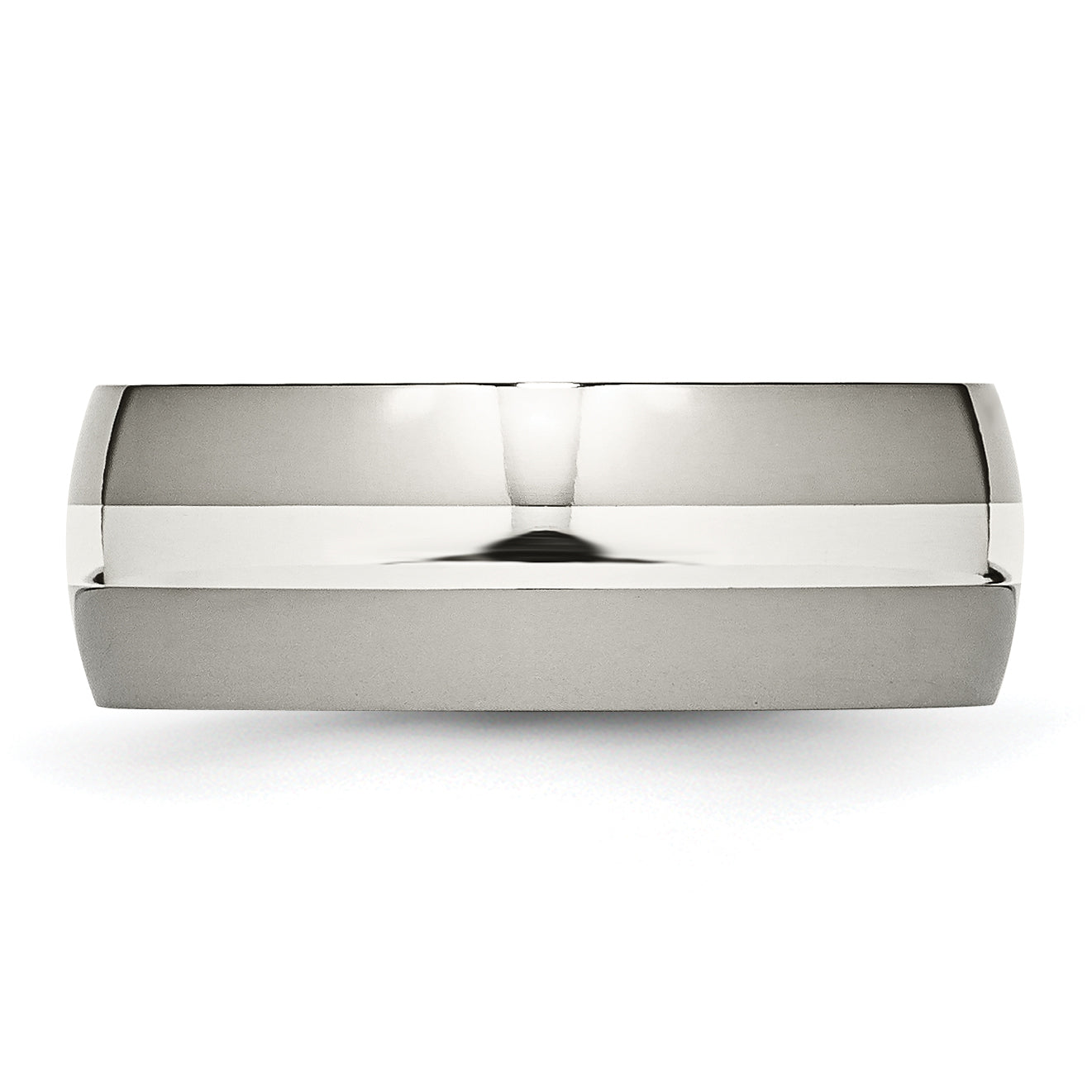 Titanium Sterling Silver Inlay 8mm Polished Band