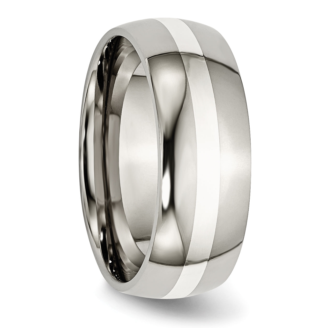 Sophia Jewelers Titanium Silver Inlay Unisex Engravable Wedding Band