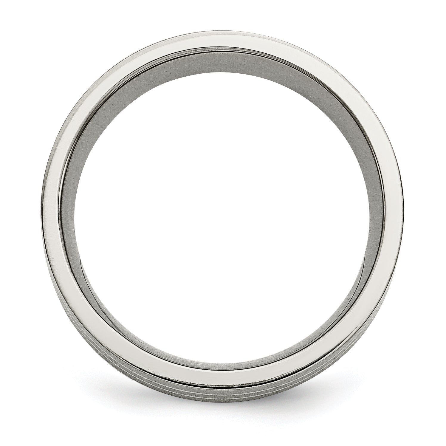 Titanium Brushed WithSterling Silver Inlay 8mm Flat Band