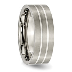 Sophia Jewelers Unisex Titanium Wedding Band with Sterling Silver Inlay