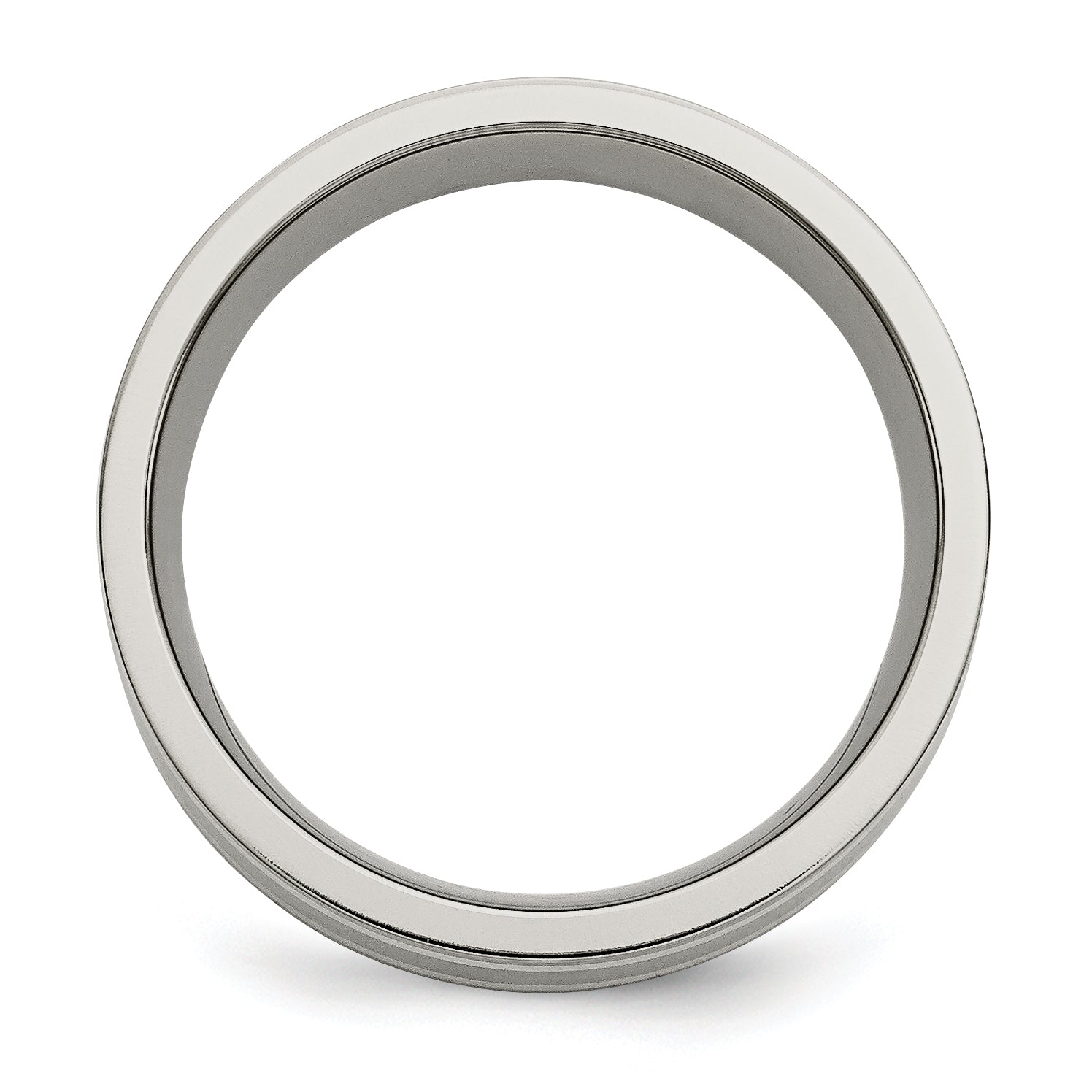 Titanium Brushed and Polished with Double Sterling Silver Inlay 8mm Flat Band