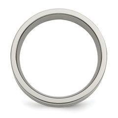 Titanium Brushed and Polished with Double Sterling Silver Inlay 8mm Flat Band