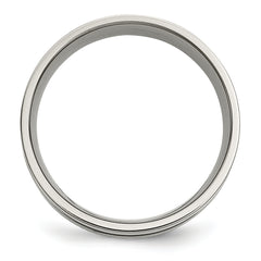 Titanium Brushed WithSterling Silver Inlay 8mm Grooved Band